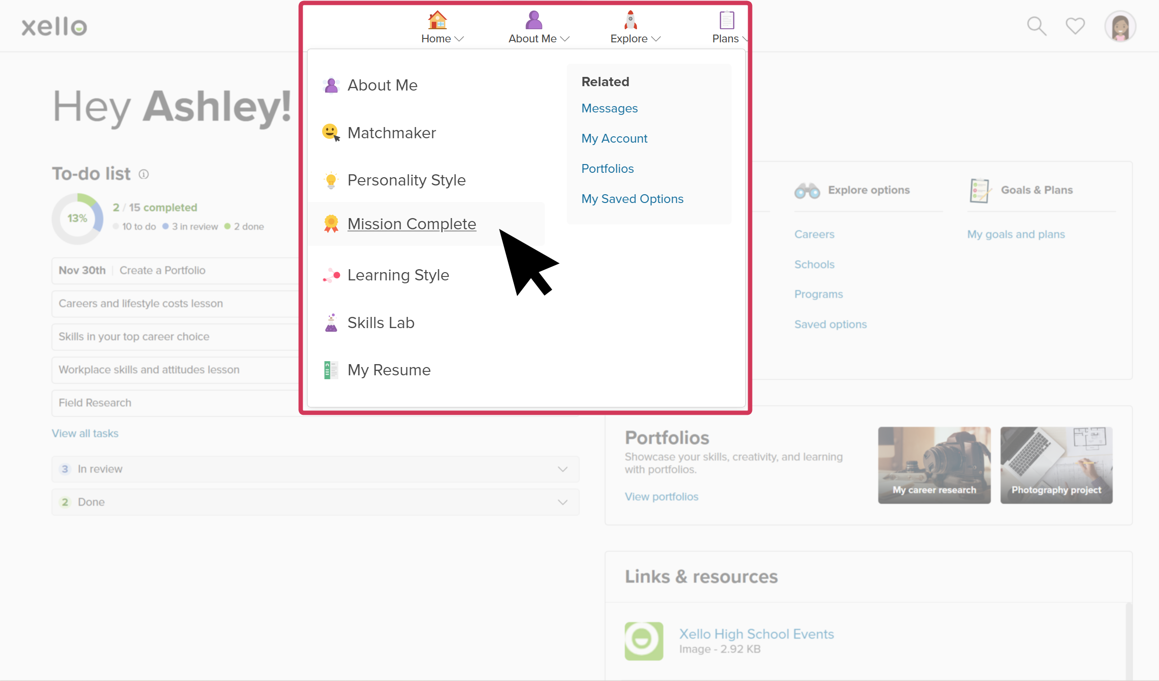 Access Matchmaker from the student dashboard